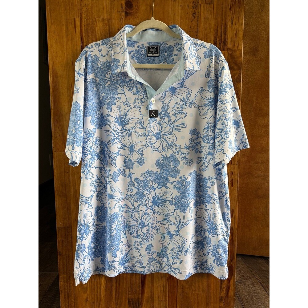 Deolax Hyacinth Polo Golf Shirt Sz. XL Blue & White